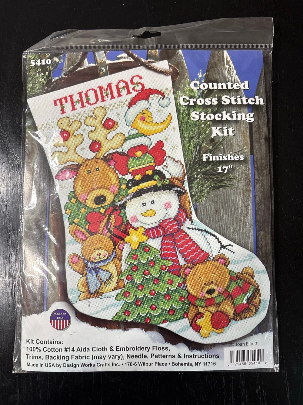 Vintage Counted Cross Stich Kit 17" Christmas Stocking Bear Reindeer unopened
